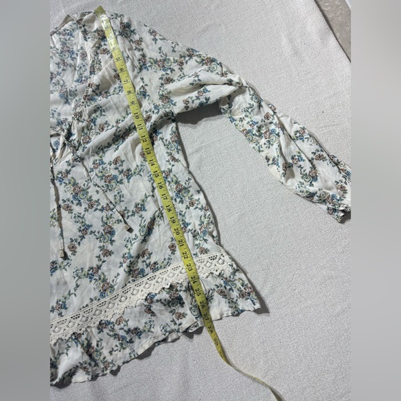 Namaste Floral Boho Relaxed Fit Billowy Lightweight Cottagecore Peasant Blouse - Picture 5 of 8